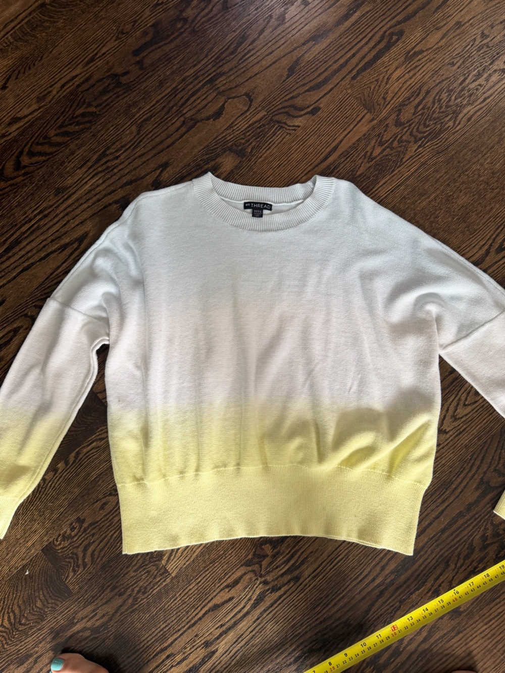 Apt. 9 White to Pale Yellow Ombre Crewneck Sweater